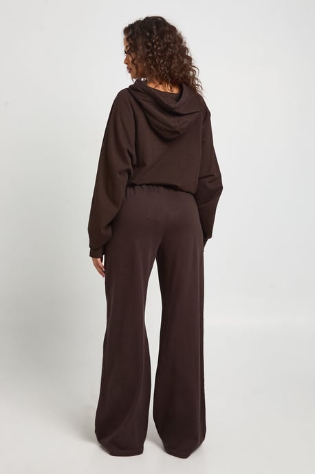 Washed Pintuck Detail Deep Waistband Wide Leg Jogger - Image 2