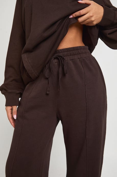 Washed Pintuck Detail Deep Waistband Wide Leg Jogger - Image 4