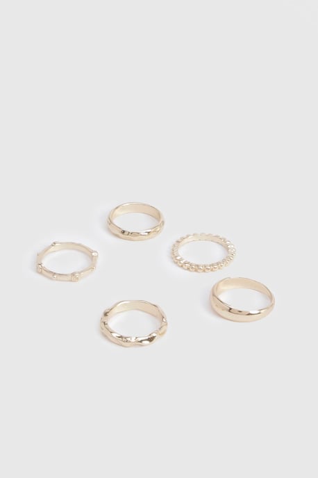 Gold Abstract Rings 5 Pack - Image 1