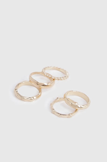 Gold Abstract Rings 5 Pack - Image 2