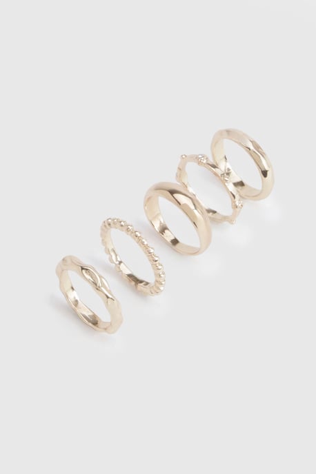 Gold Abstract Rings 5 Pack - Image 3