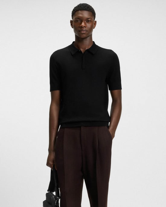 San Peter Knit Polo in Black - Image 3