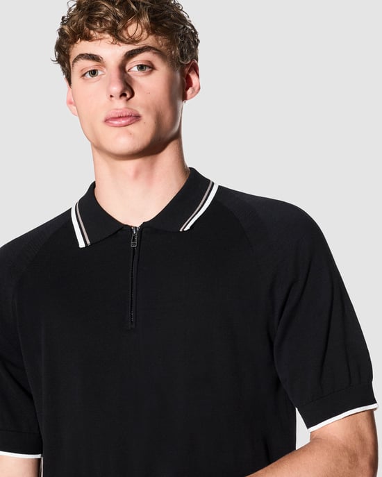 UC001 Knit Polo in Black - Image 3