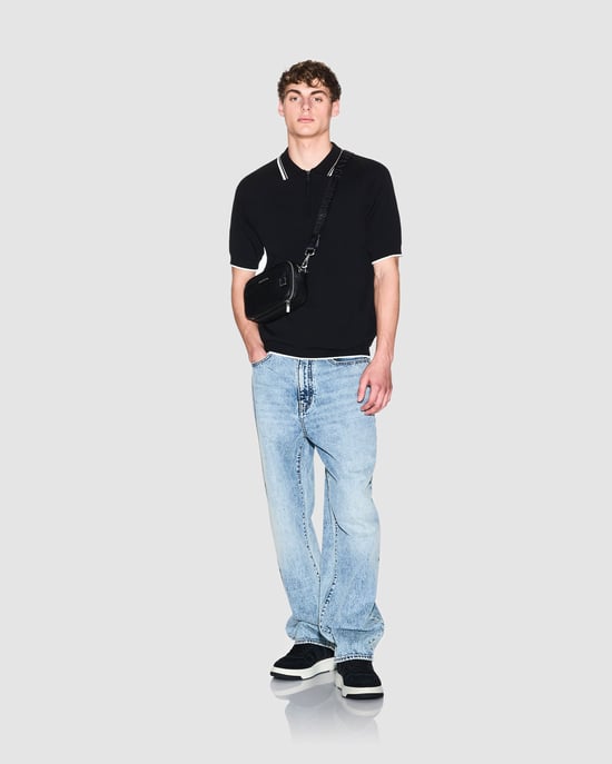 UC001 Knit Polo in Black - Image 4