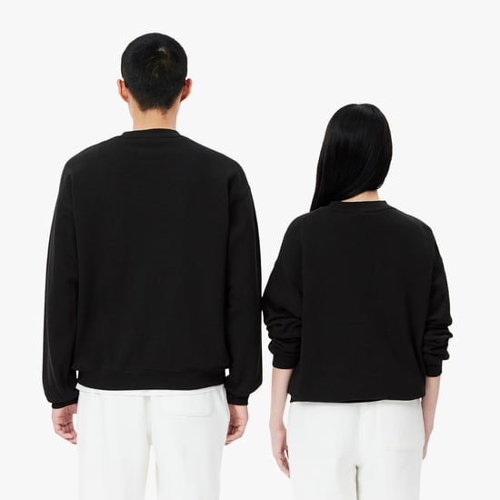 Lacoste Unisex Fleece Loose Fit Sweatshirt met accenten voor volwassenen (Zwart) - Image 3