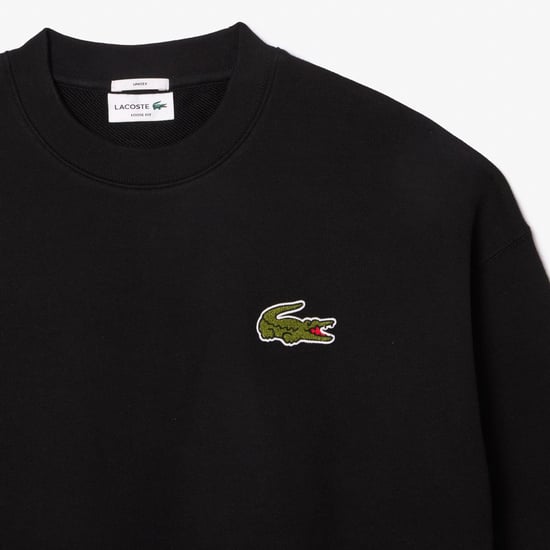 Lacoste Unisex Fleece Loose Fit Sweatshirt met accenten voor volwassenen (Zwart) - Image 6