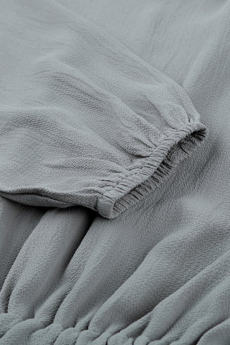 Gray V Neck Long Sleeve Ruffle Tiered Mini Dress - Image 4