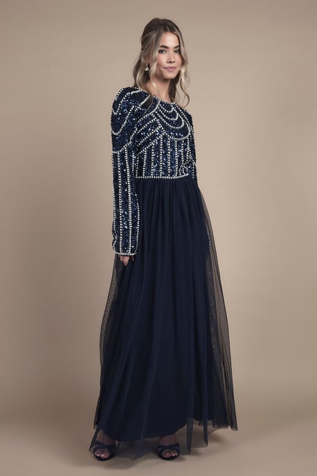Teen Pearl Embellished Bodice Bridesmaid Tulle Skirt Dress - Image 4