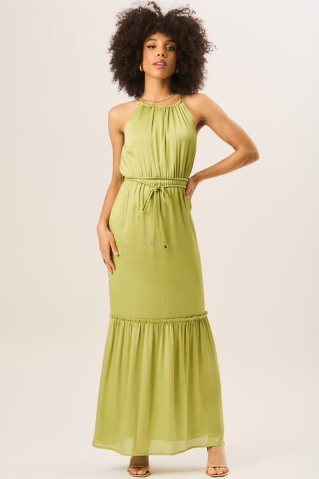Green Halter Neck Maxi Dress - Image 1