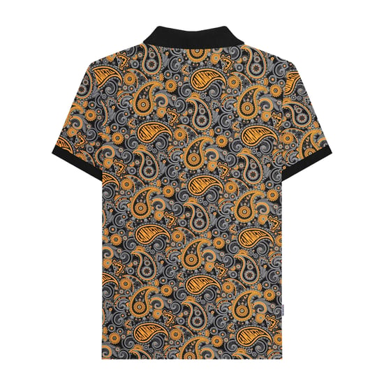 Lambretta Mens Paisley Polo Shirt (Black/Gold) - Image 2