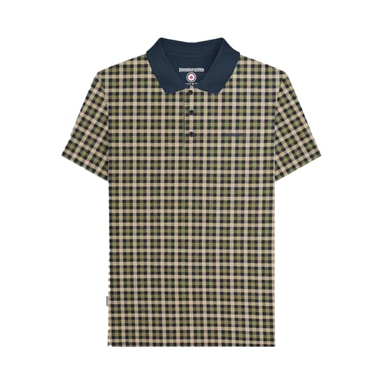 Lambretta Heren AW25 Geruit Poloshirt (Marine) - Image 1