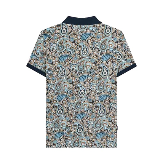 Lambretta Mens Paisley Polo Shirt (Navy/Smoke Blue) - Image 2