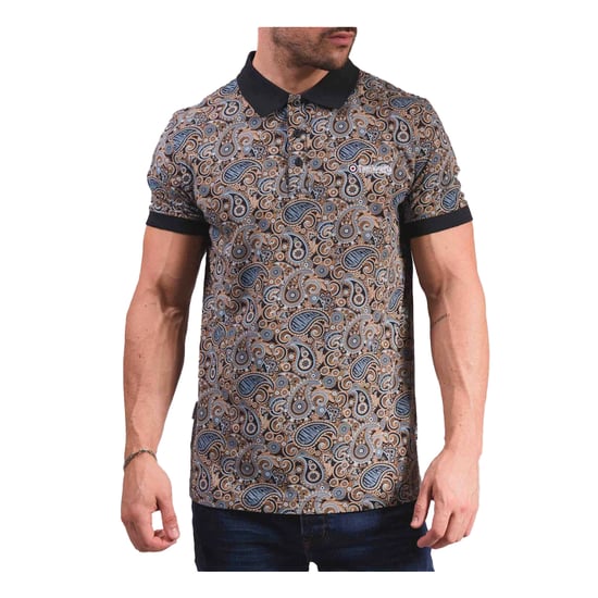 Lambretta Mens Paisley Polo Shirt (Navy/Smoke Blue) - Image 4