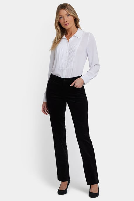 Marilyn Rechttaille Pantalon in Velours | Zwart - Image 1