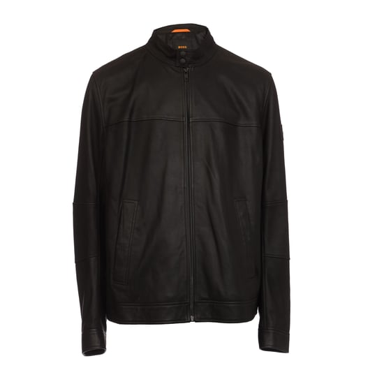 Men's Boss Josep1 Leather Biker Jacket in Black - Image 1