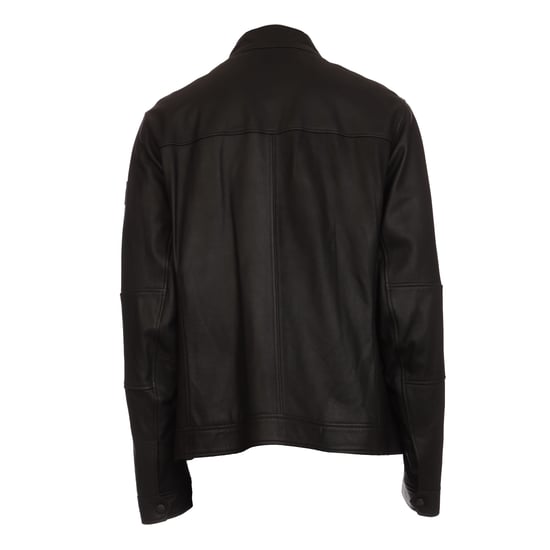 Men's Boss Josep1 Leather Biker Jacket in Black - Image 2