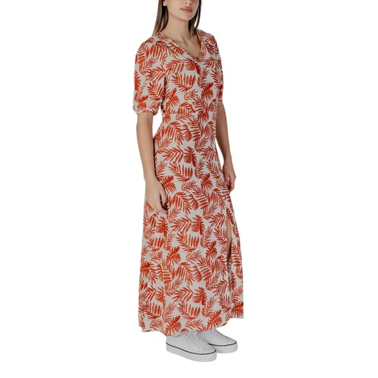 Bladprint Maxi-jurk V-hals Korte Mouwen - Image 4