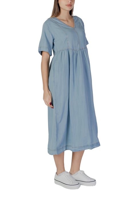 Casual Denim Jurk Korte Mouwen V-hals - Image 3
