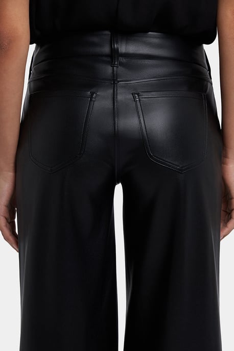 Vegan Stretch Sculpt-Her™ Leer Wijde Pantalon | Zwart - Image 4