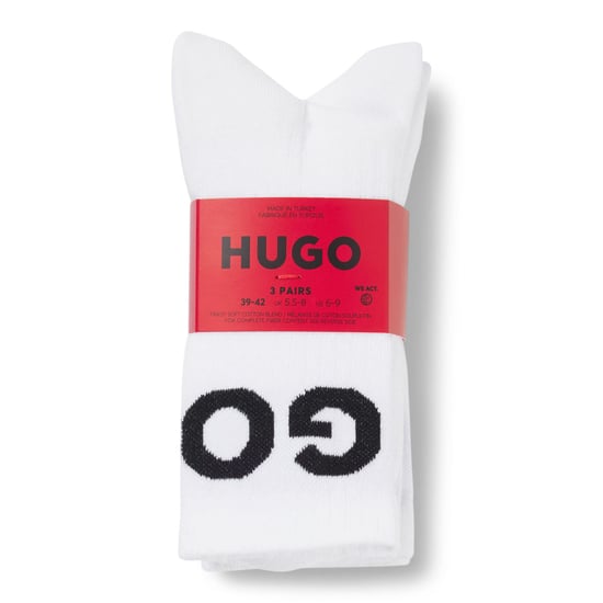 Men's Hugo 3 Pack of Iconic Socks in White - Image 2
