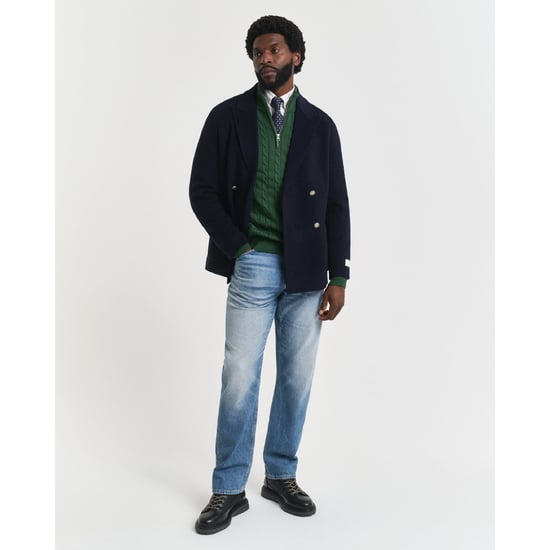 Men's Gant Cotton Cable Half Zip Fleece in Green - Image 3