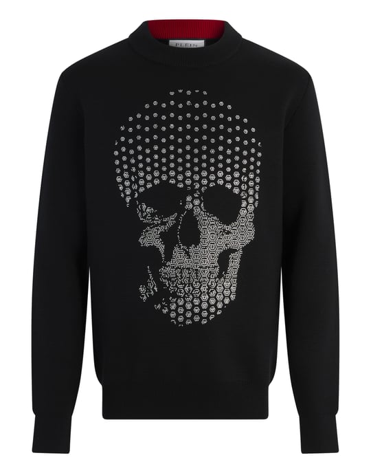 Round Neck Pullover Degrade Skull Strass Skull Strass - Image 1