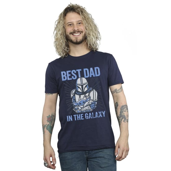 Star Wars Mens Mandalorian Best Dad Galaxy T-Shirt (Navy Blue) - Image 3