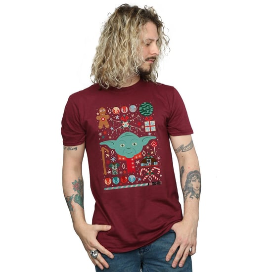 Star Wars Heren Yoda Kerstmis T-Shirt (Bourgondië) - Image 2