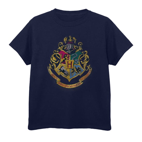 Harry Potter Jongens Hogwarts Crest Katoenen T-Shirt (Marineblauw) - Image 1
