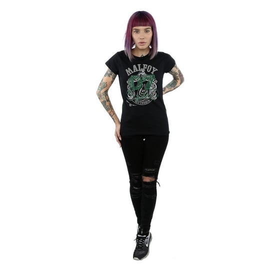 Harry Potter Dames/Dames Malfoy Slytherin Katoenen T-Shirt (Zwart) - Image 3