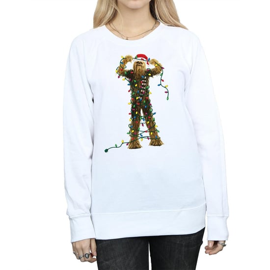 Star Wars Dames/Dames Chewbacca Kerstverlichting Sweatshirt (Wit) - Image 3