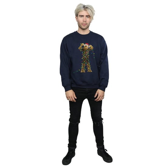 Star Wars Chewbacca Christmas Lights Sweatshirt - herr (Marinblått) - Image 4