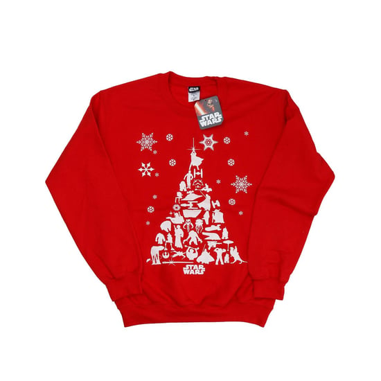 Star Wars Womens/Ladies Christmas Tree Sweatshirt (Red) - Image 1