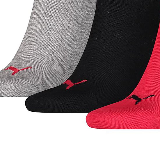 Puma Unisex Adult Invisible Socks (Pakket van 3) (Zwart/Rood/Grijs) - Image 2
