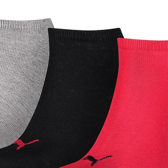 Puma Unisex Adult Invisible Socks (Pakket van 3) (Zwart/Rood/Grijs) - Image 3
