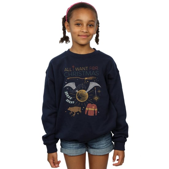 Harry Potter Meisjes All I Want For Christmas Sweatshirt (Marineblauw) - Image 2