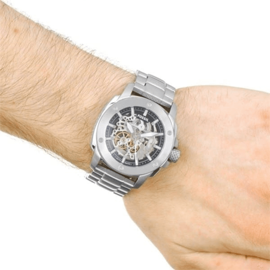 Fossil ME3081 Heren Automatisch Skeleton Horloge, 50mm Zilver RVS - Image 6