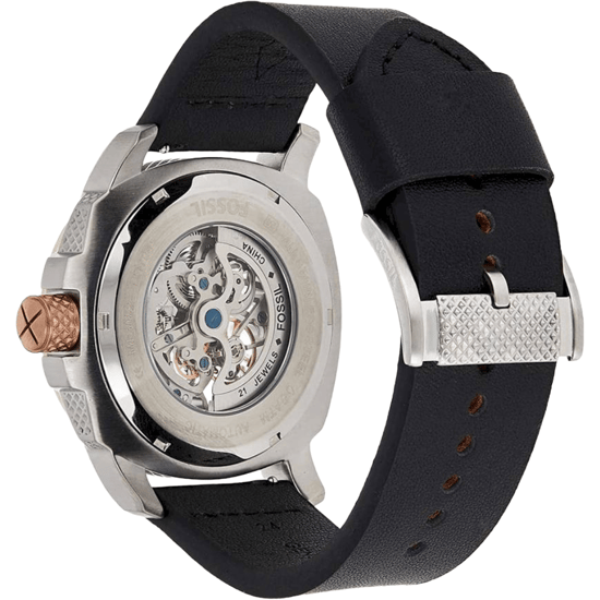 Fossil Machine ME3082 Automatisch Skelet Herenhorloge - 50 mm Zwart Lederen Band - Image 2