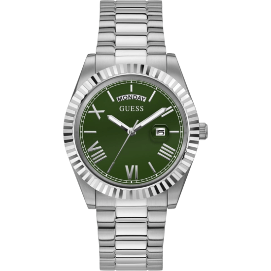 Guess Connoisseur GW0265G10 Heren RVS Horloge — 42 mm Groene Wijzerplaat, Dag- en Datumaanduiding, 50m - Image 1