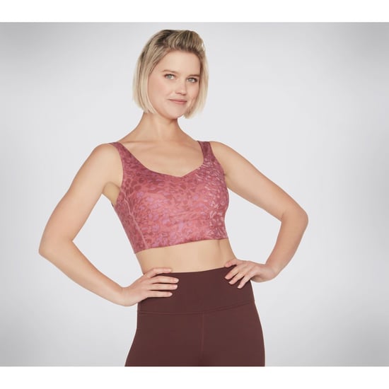 Skechers Performance Gosculpt Leopard Longline Beha Polyester Dames Roze Sportbeha - Image 1