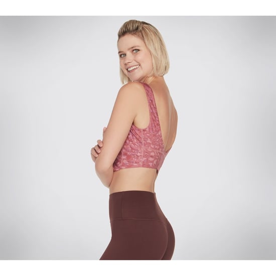 Skechers Performance Gosculpt Leopard Longline Beha Polyester Dames Roze Sportbeha - Image 4