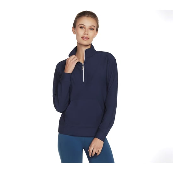 Skechers Performance GoLuxe Rib 1/4 Zip Polyester Dames Blauwe Pullover - Image 1