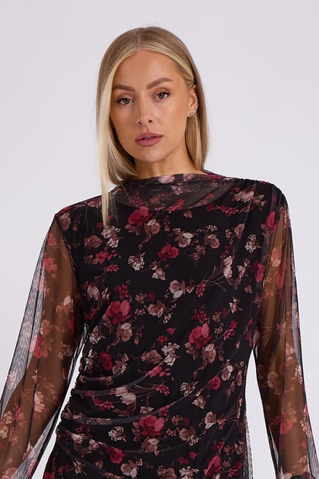 Print Mesh Midi Dress - Image 2