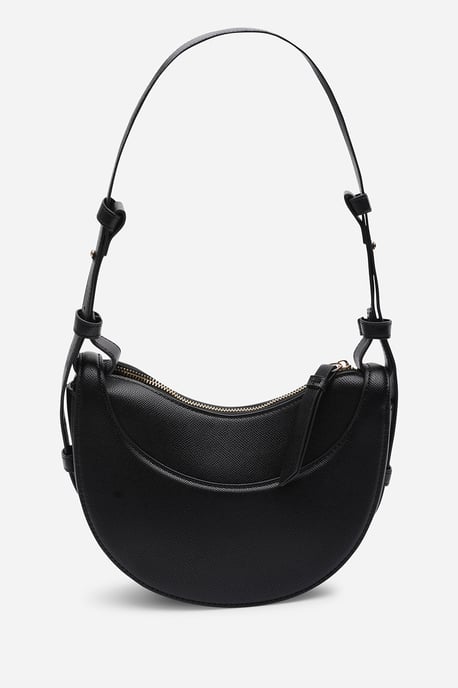 Where's That From Womens 'Envie' Crescent Faux Leather Shoulder Bag in Black - Image 2