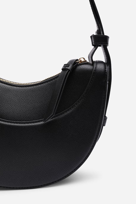 Where's That From Womens 'Envie' Crescent Faux Leather Shoulder Bag in Black - Image 3