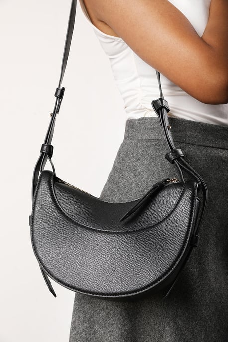 Where's That From Womens 'Envie' Crescent Faux Leather Shoulder Bag in Black - Image 6
