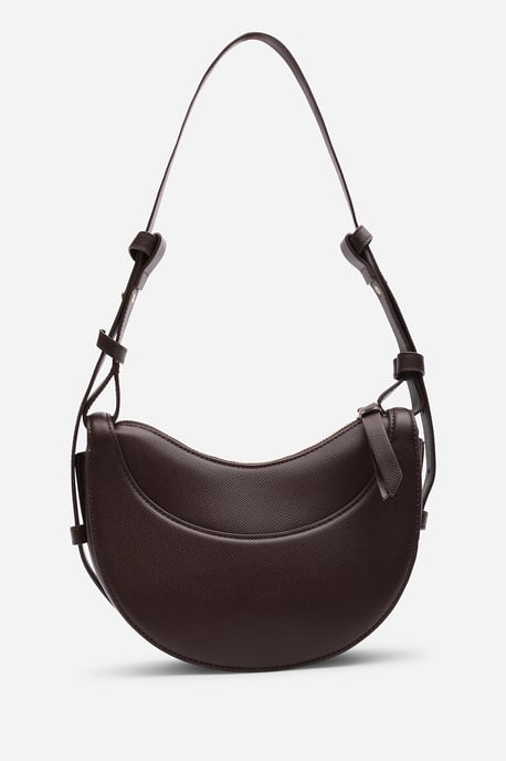 Where's That From Womens 'Envie' Crescent Faux Leather Shoulder Bag in Dark Brown - Image 2