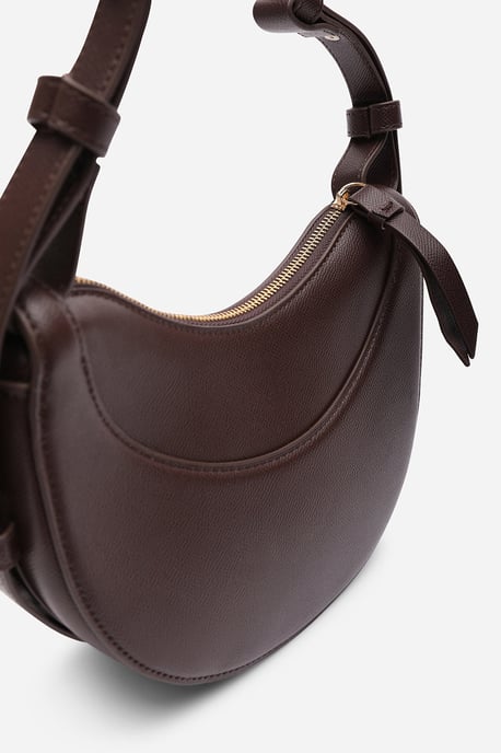 Where's That From Womens 'Envie' Crescent Faux Leather Shoulder Bag in Dark Brown - Image 4