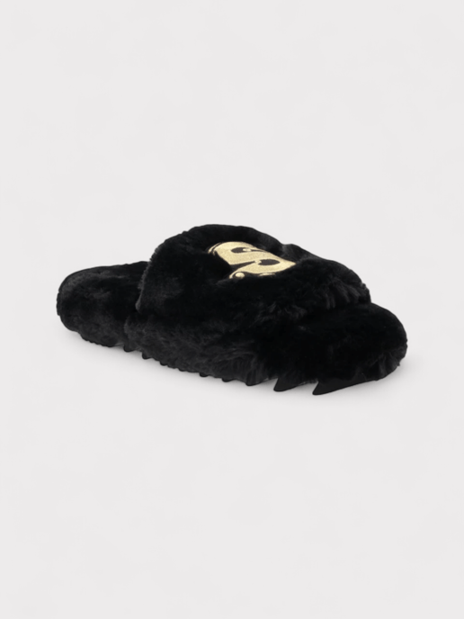 Sacai Wmns Fuax Fur Comfort Slippers Black - Image 1