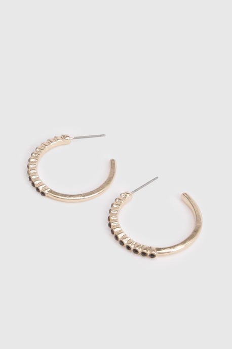 Embellished Mid Sized Hoop Earrings - Image 3